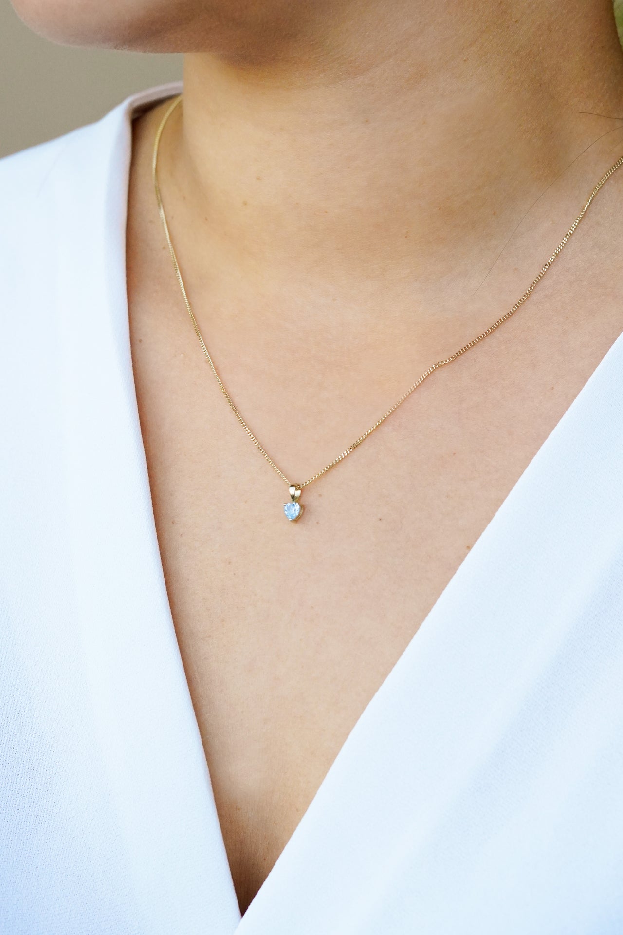 14k Heart Birthstone Necklace - 14k gold