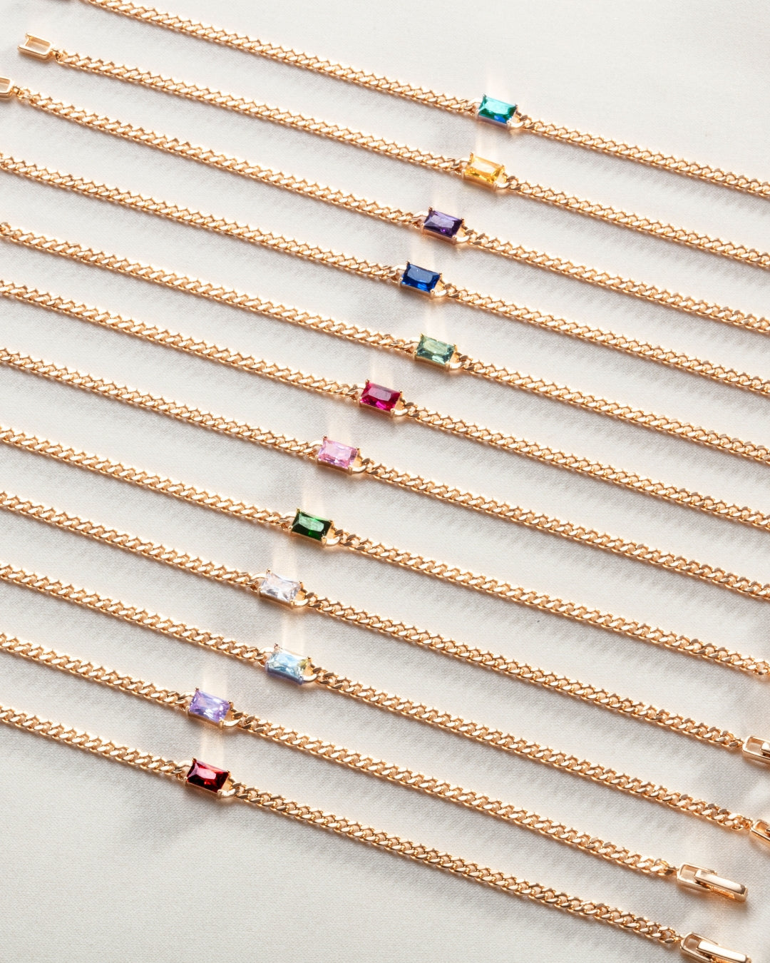 Birthstone Chain Bracelet - Gold plated