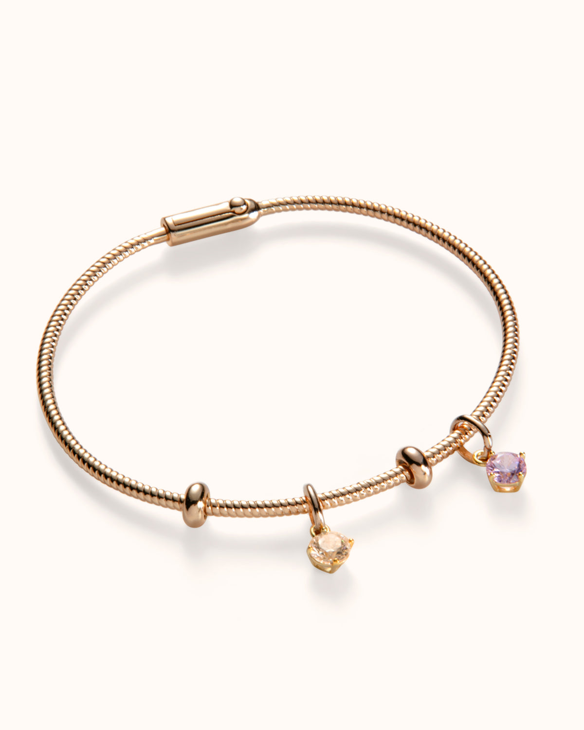 Birthstone Charm Bangle - Gold plated