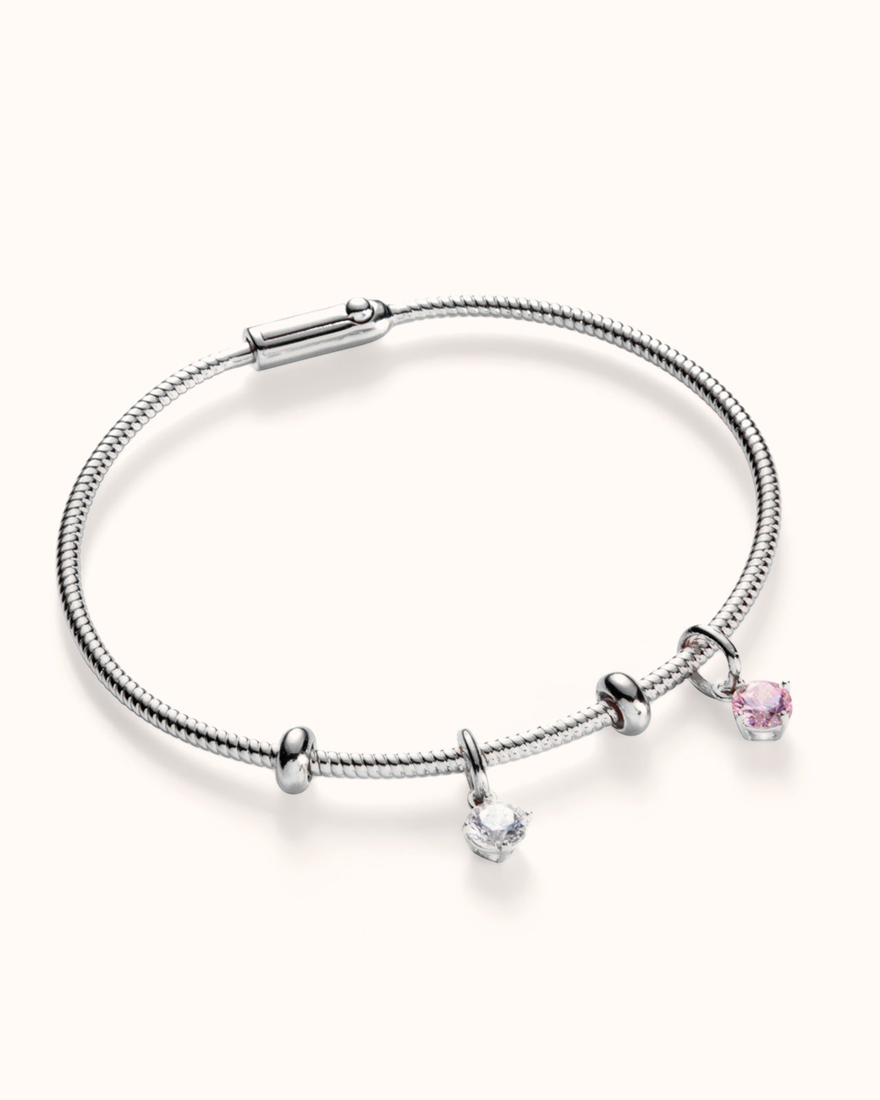 Birthstone Charm Bangle - Silver