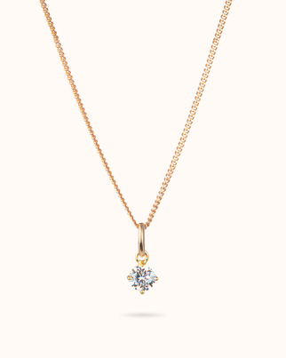 Birthstone Charm Ketting - 18k Verguld - Geboortesteen
