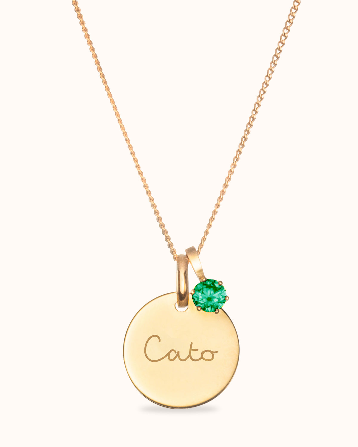 14k Birthstone Coin Ketting - 14k Solid Gold