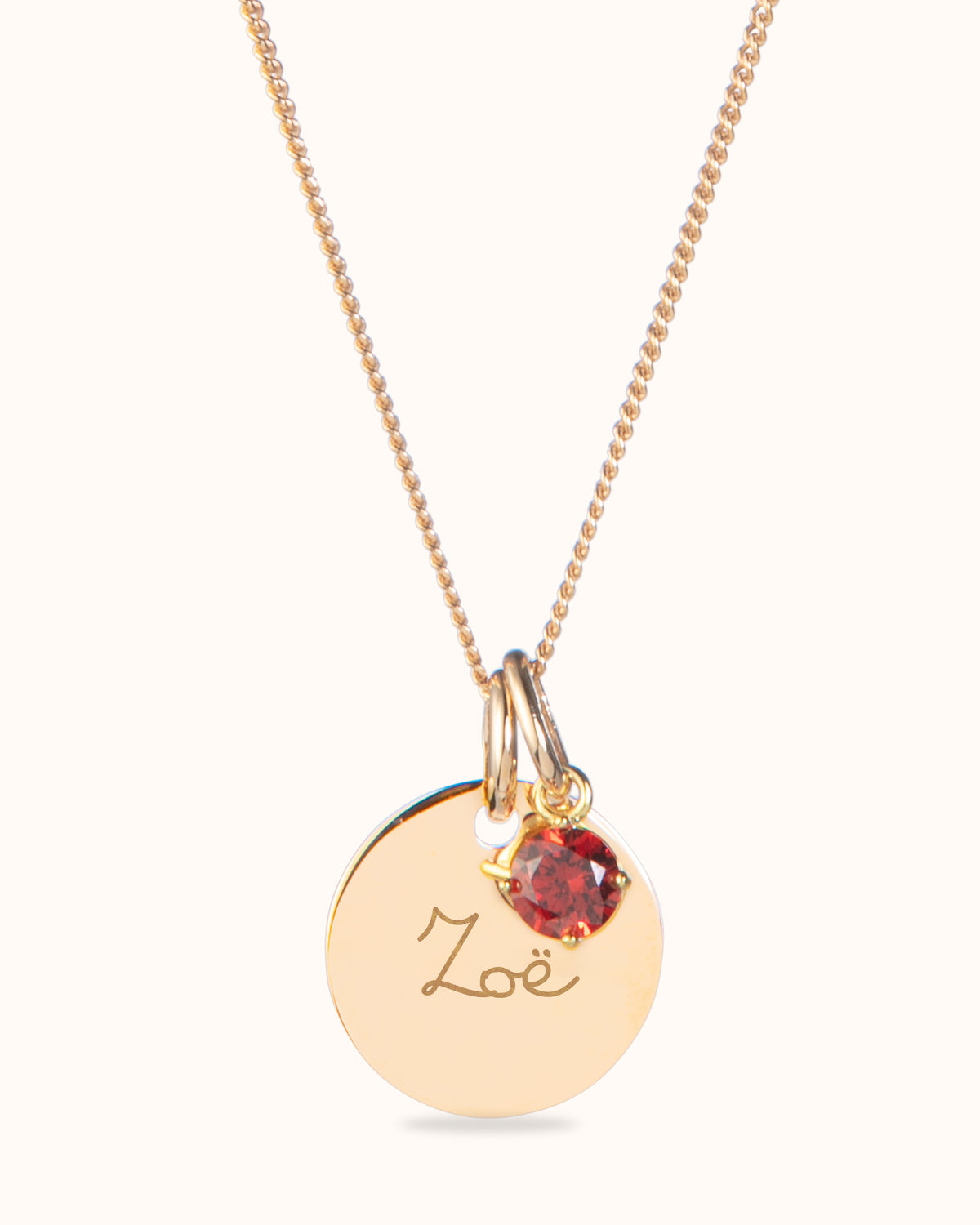 Birthstone Coin Ketting - 18k Verguld