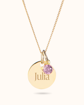 Birthstone Coin Necklace - Gold plated