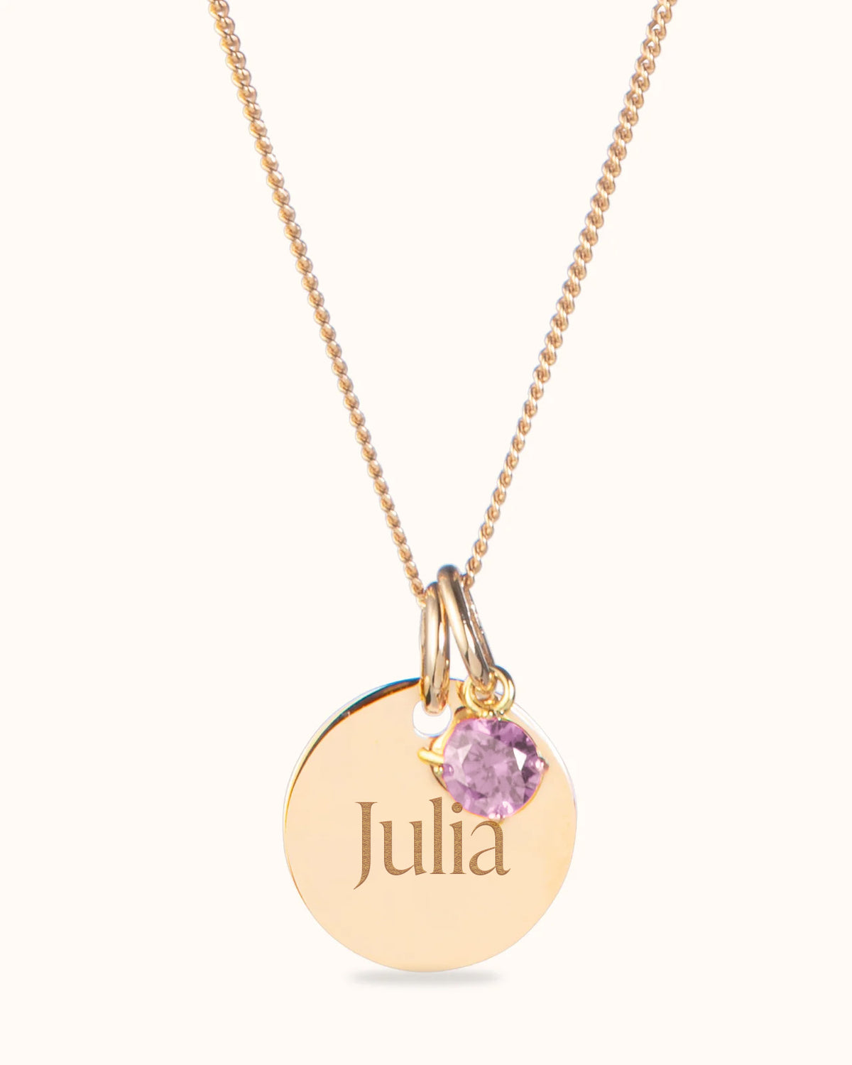 Birthstone Coin Necklace - Gold plated
