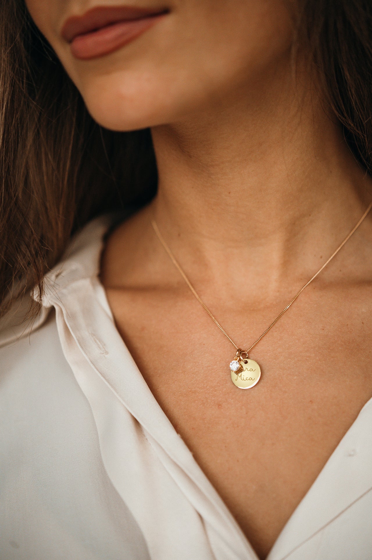 Birthstone Coin Ketting - 18k Verguld