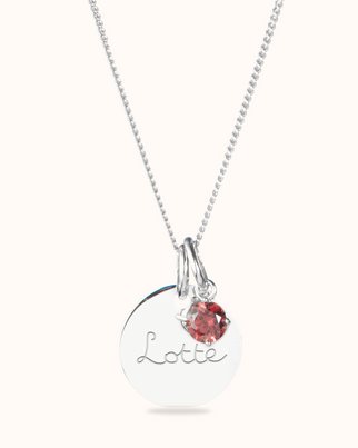 Birthstone Coin Necklace - Silver