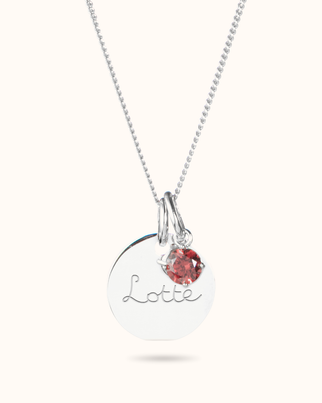 Birthstone Coin Necklace - Silver