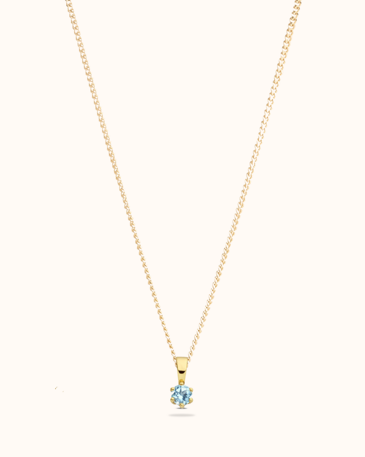 14k Birthstone Ketting - 14k Solid Gold