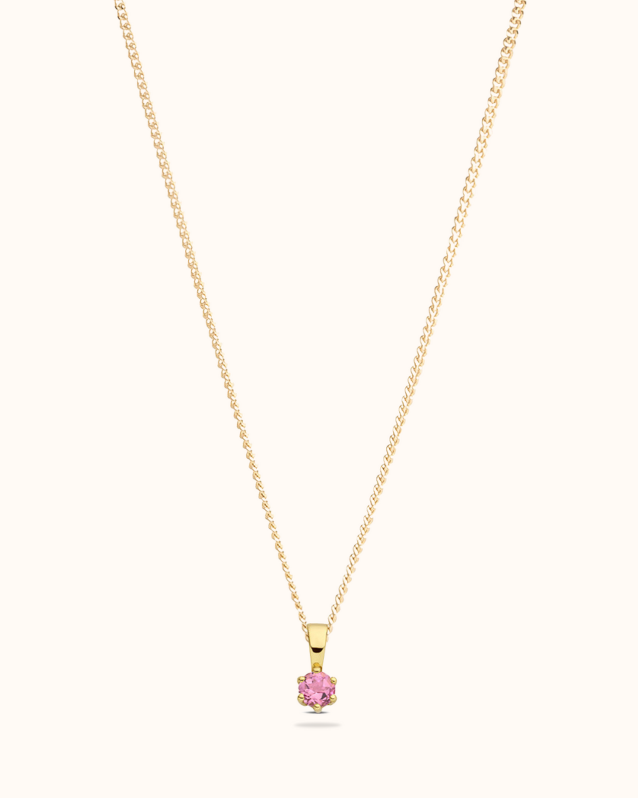 14k Birthstone Ketting - 14k Solid Gold - Geboortesteen