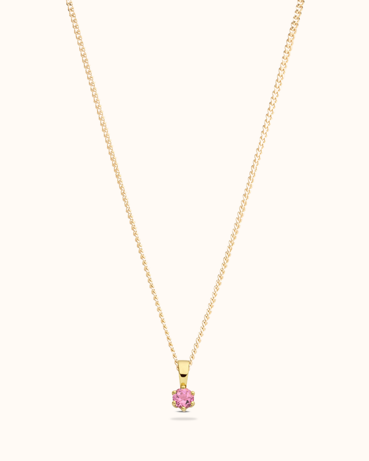 14k Birthstone Ketting - 14k Solid Gold