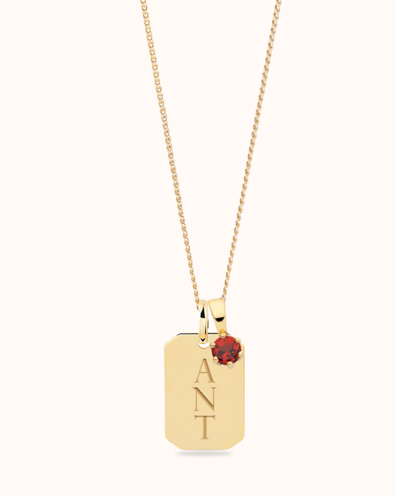 14k Birthstone Tag Necklace - 14k gold