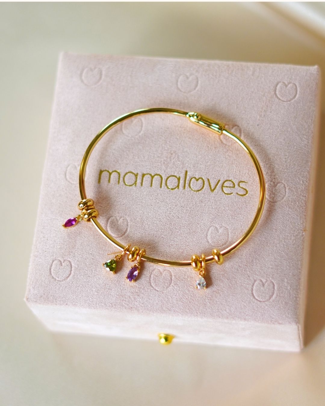 Birthstone Charm Bangle - Verguld - Geboortesteen
