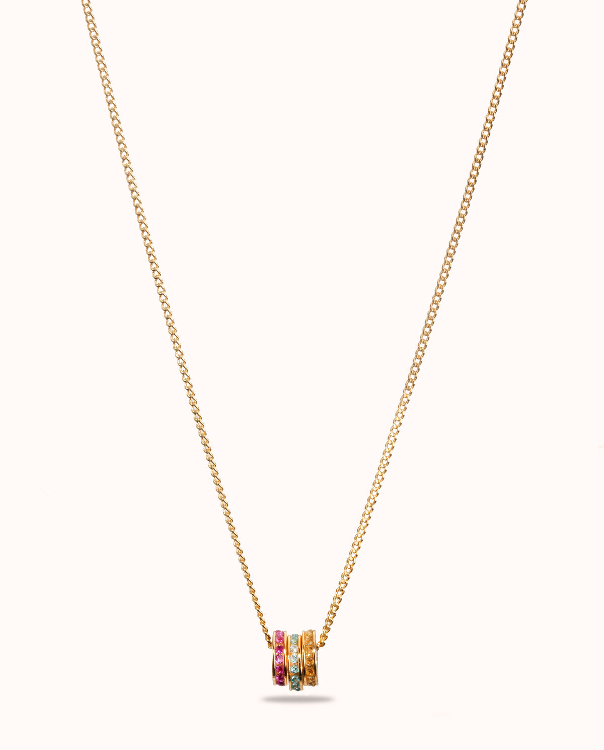 Birthstone Disc Necklace - Gold plated