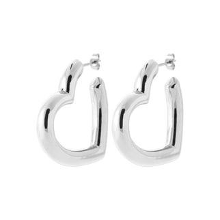 Bold Heart Oorbellen - RVS Zilver