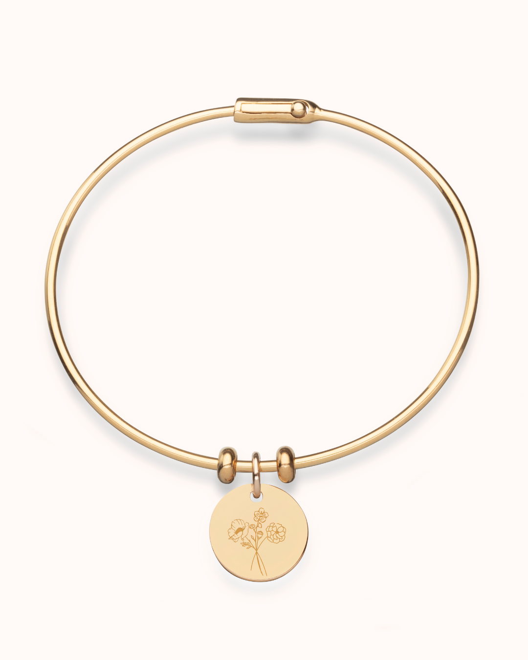 Birth Flower Bouquet Charm Bangle - Gold plated - Birth Flower