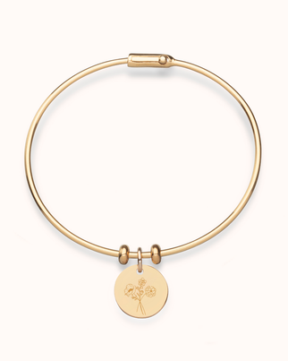 Birth Flower Bouquet Charm Bangle - Gold plated - Birth Flower