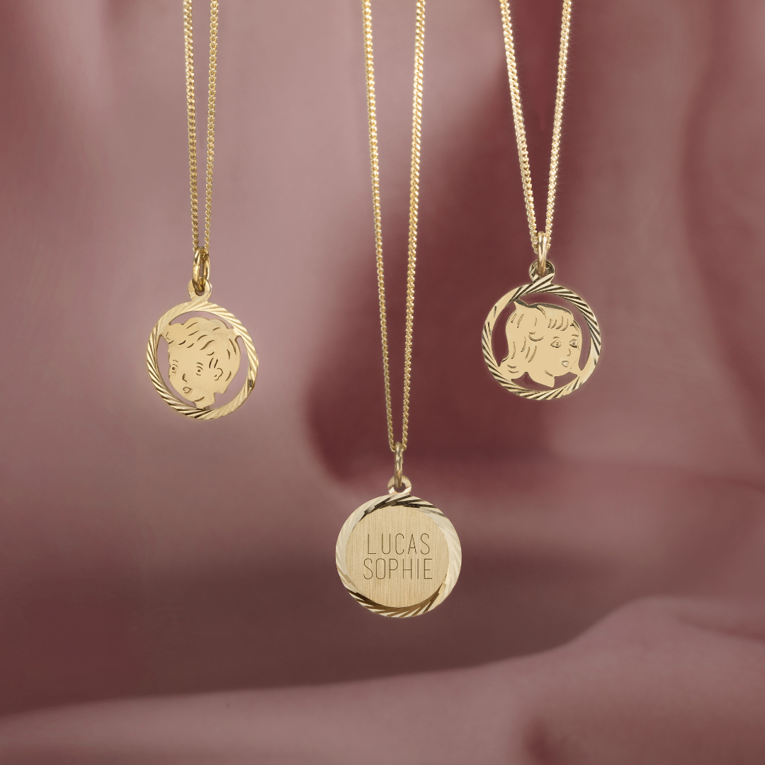 14k Classic Coin Ketting - 14k Solid Gold - 16mm Vintage Coin 14k