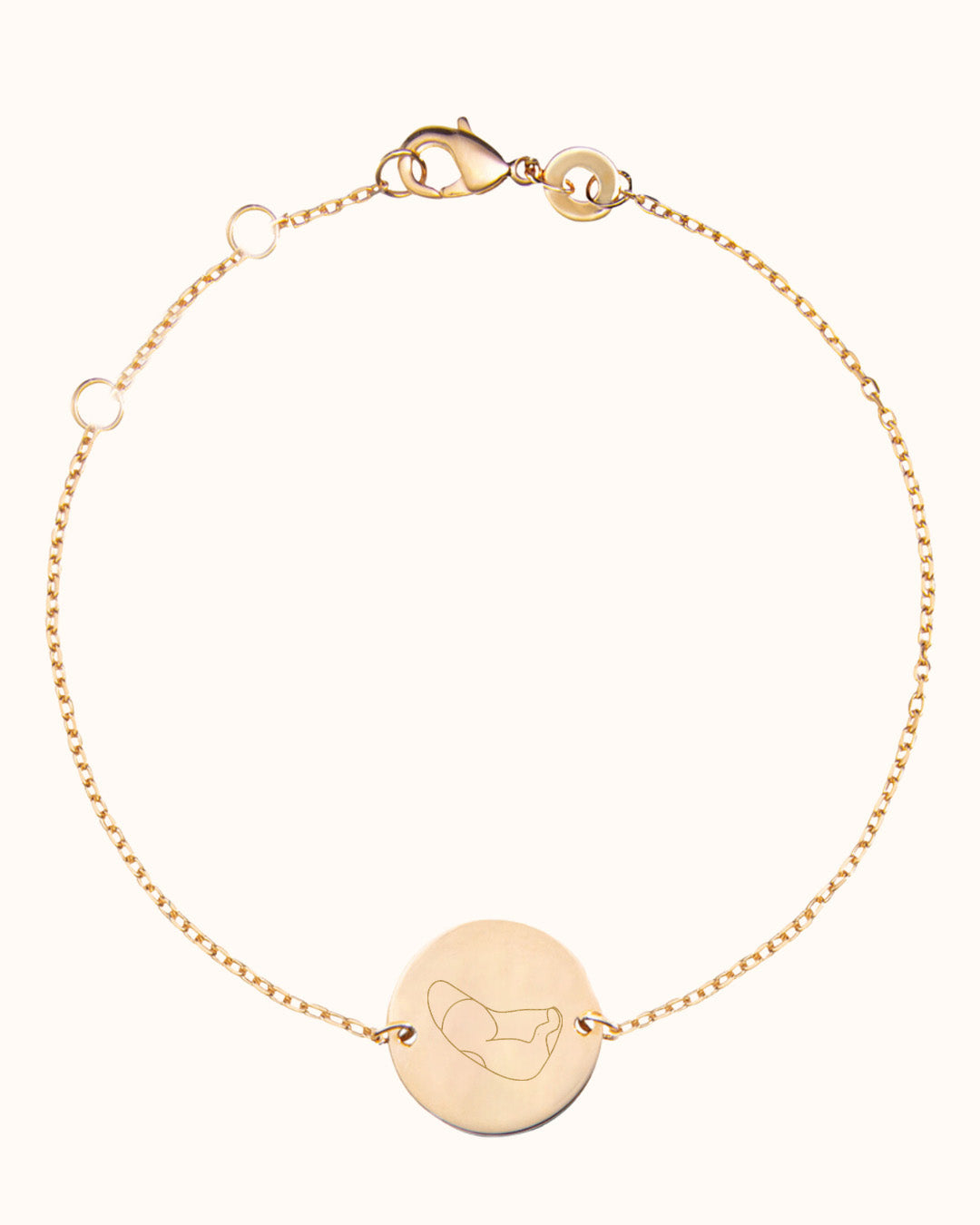 Ultrasound Illustration Coin Bracelet - Gold plated