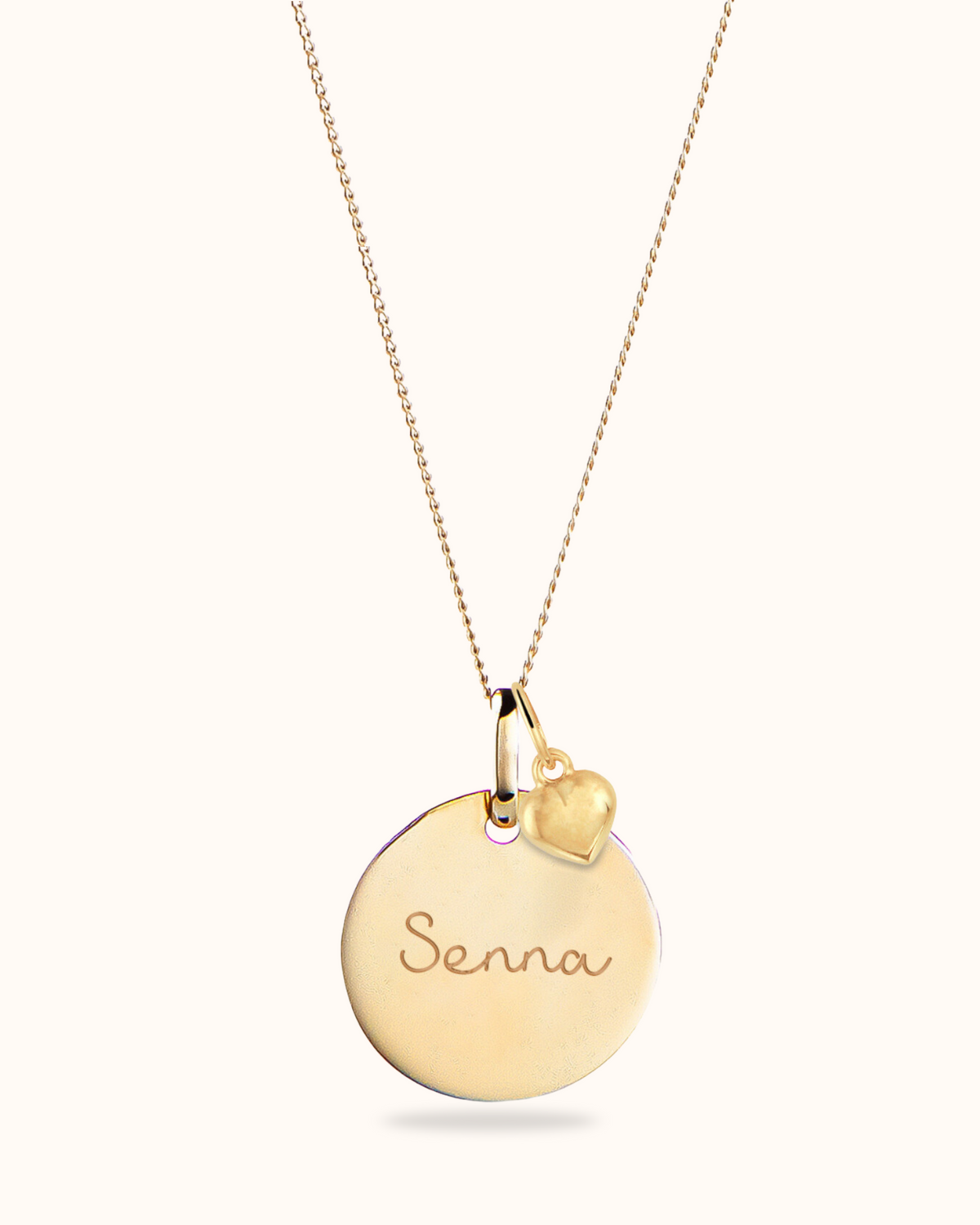 14k Coin Ketting met Tiny Heart - 14k Solid Gold