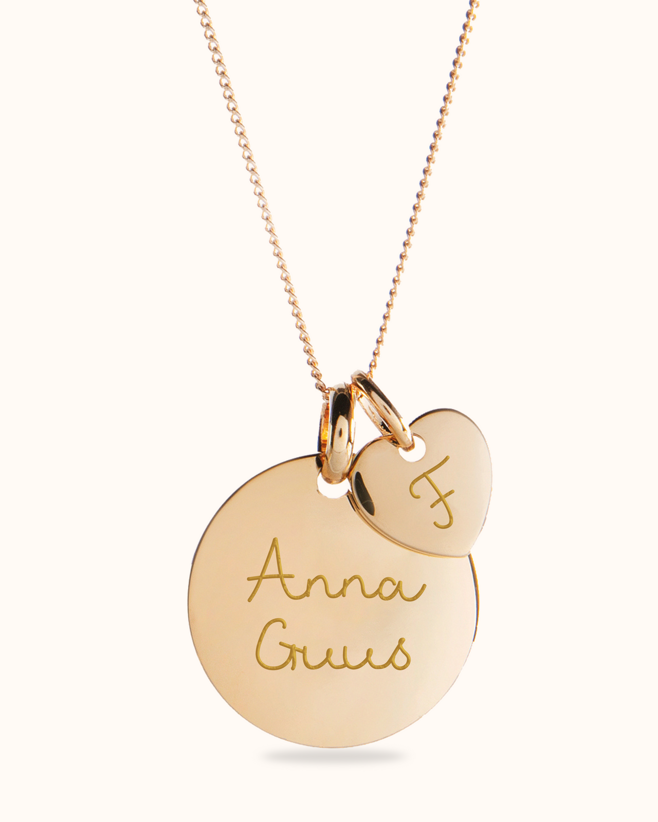 Coin Ketting met Mini Heart - 18k Verguld