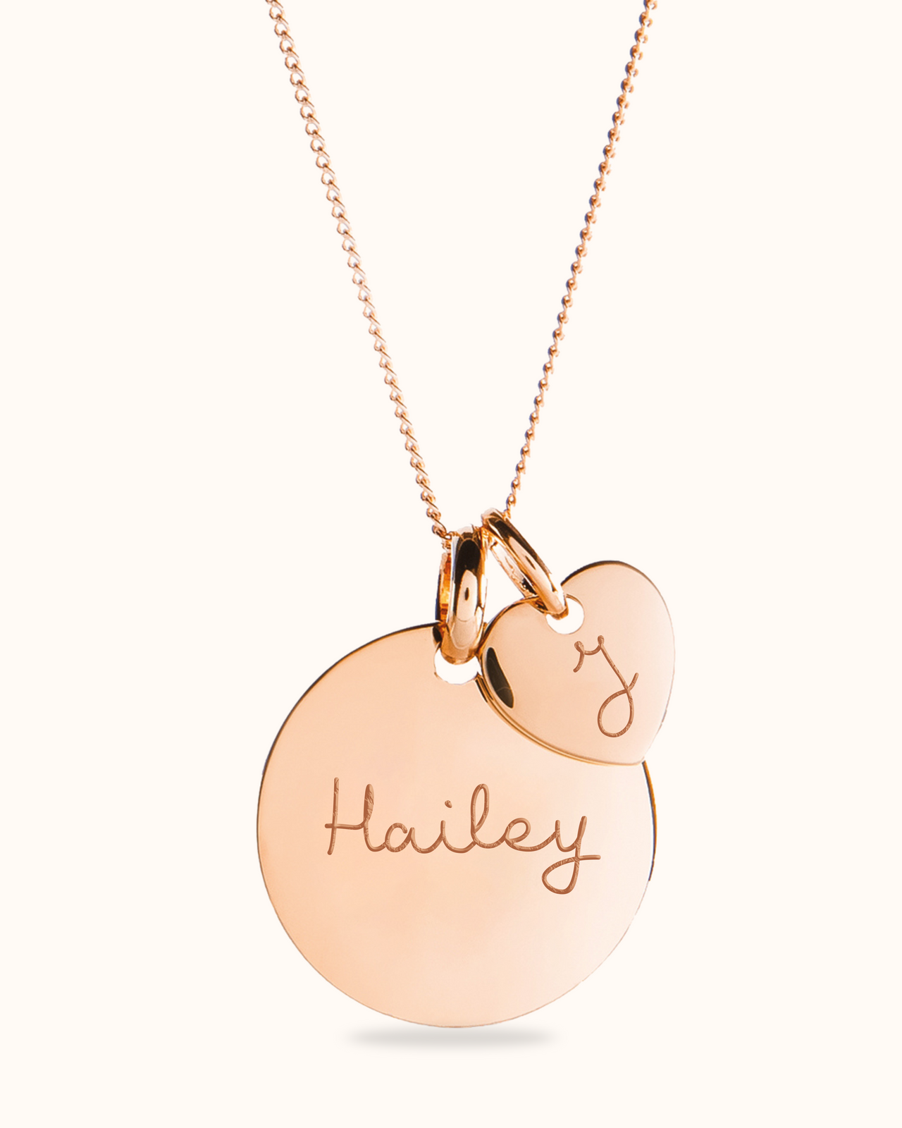 Coin Ketting met Mini Heart - 18k Rosé Verguld