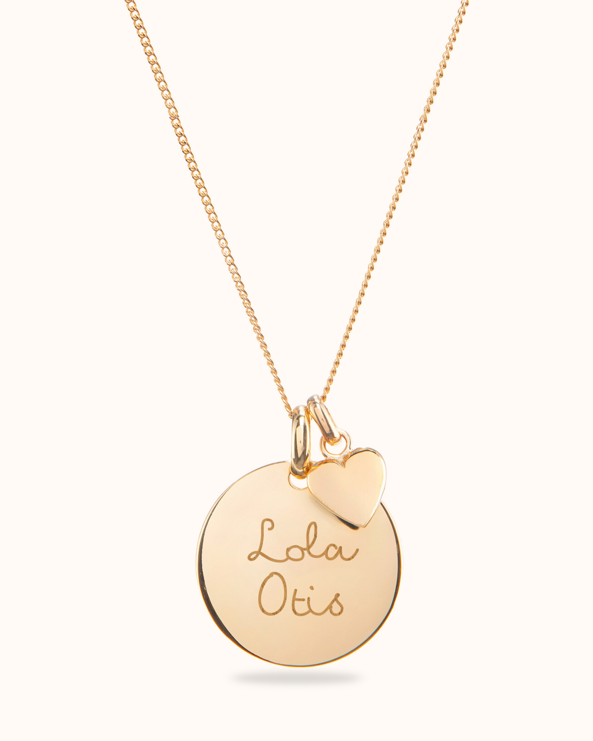 Coin Necklace with Tiny Heart - Gold plated