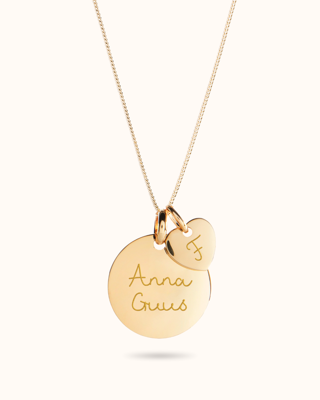 Coin Ketting met Mini Heart - 18k Verguld