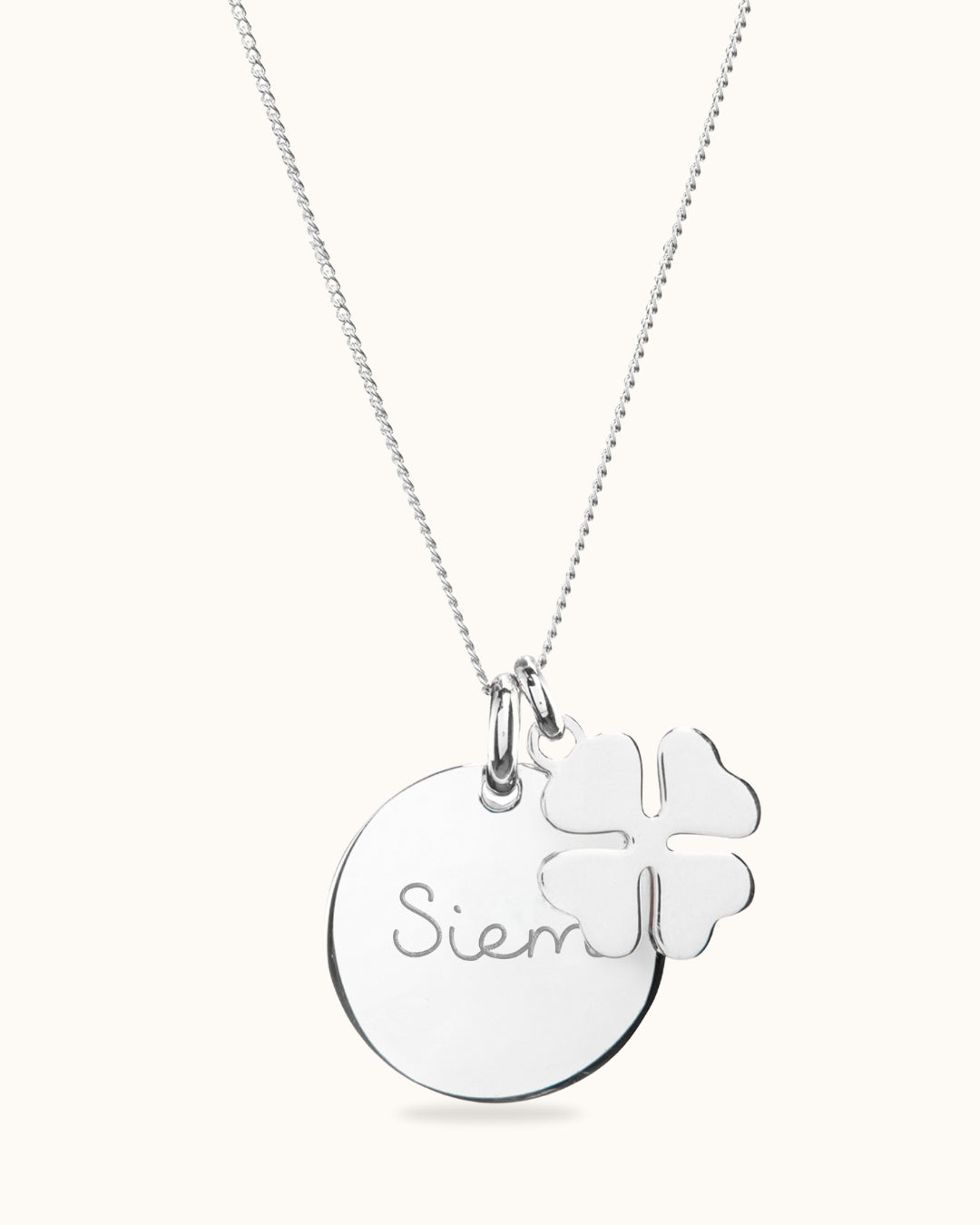 Coin Kette mit Lucky Charm - Silber