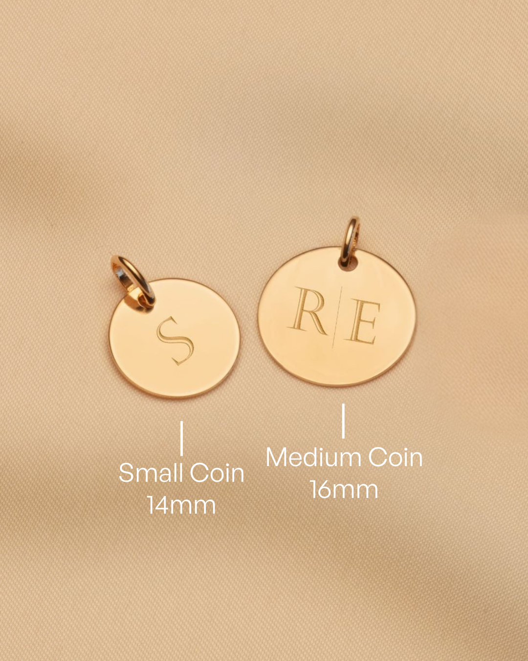 14k Initial Coin Single Charm - 14k gold