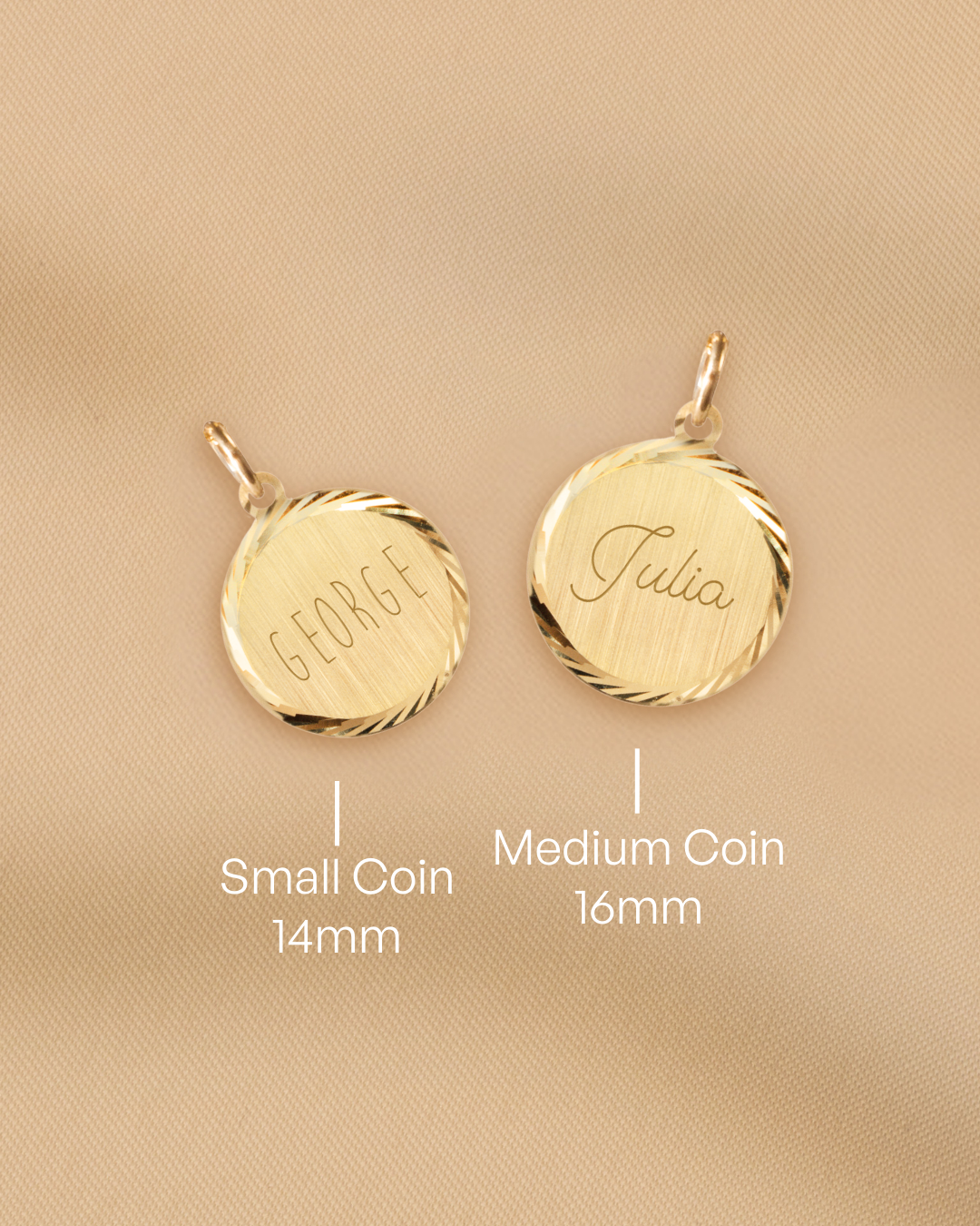 Klassische Coin Kette mit Namen 585er Echtgold - 16 mm 