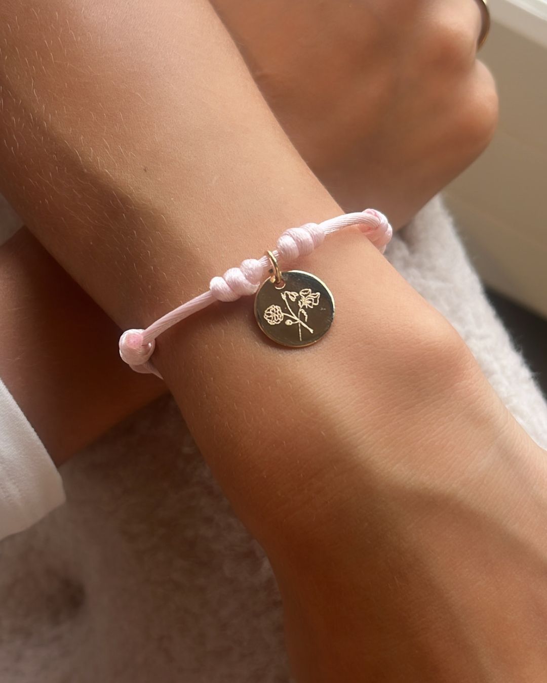 Charm Birth Flower Bouquet Armband - 18k Verguld