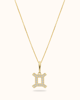 14k Zodiac Crystal Ketting - 14k Solid Gold