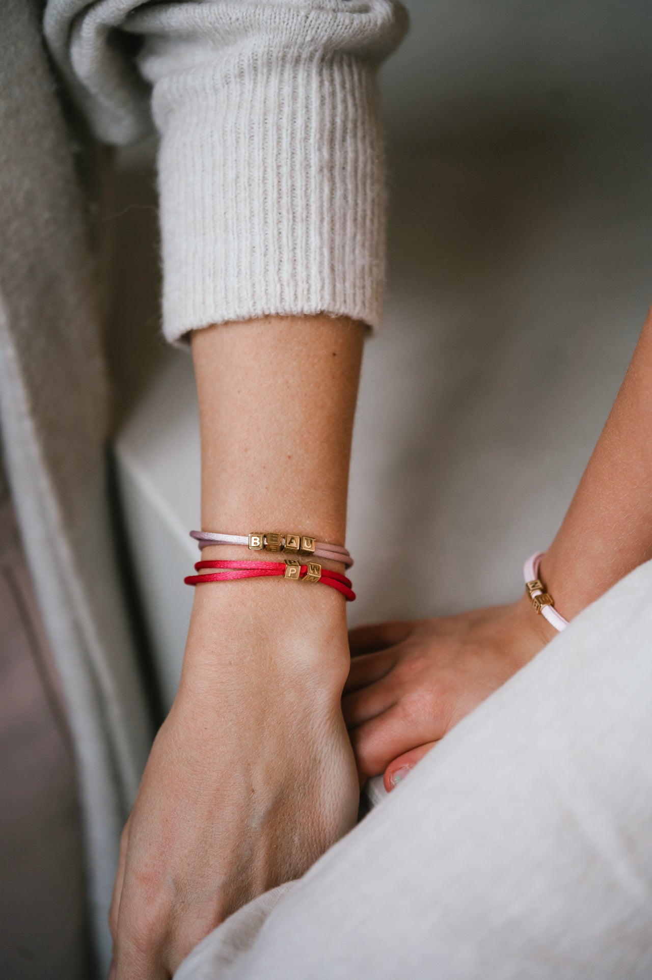 Familie Cube Armband - Edelstahl Gold