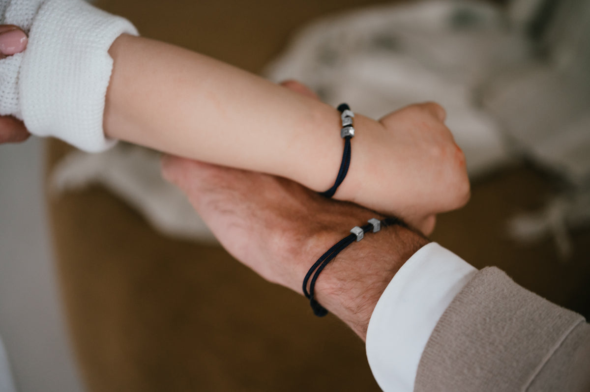 Men's Initial Cube Bracelet - Stainless steel silver