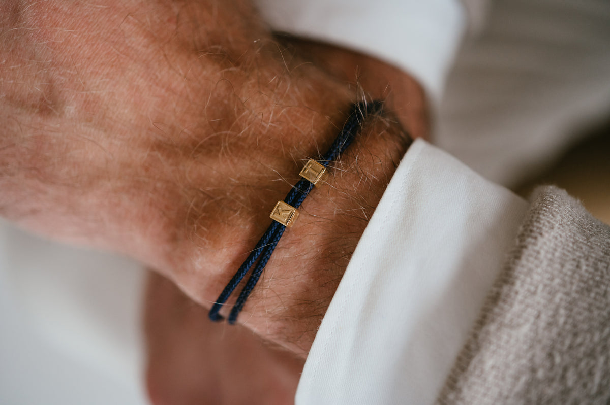 Men's Initial Cube Bracelet - Stainless steel silver