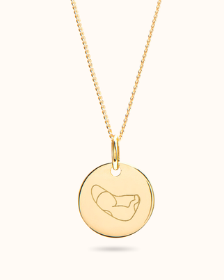 Collier Pendentif Rond Échographie Illustration - Plaque or 18 carats