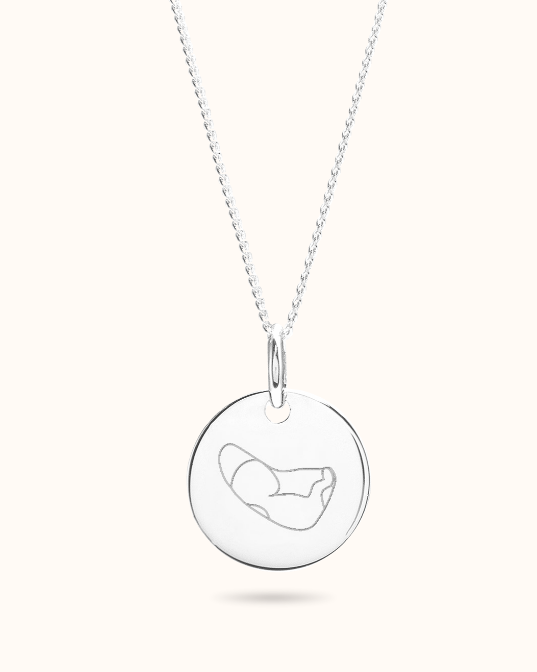 Collier Pendentif Rond Ultrason Illustration - Argent