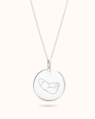 Collier Pendentif Rond Ultrason Illustration - Argent