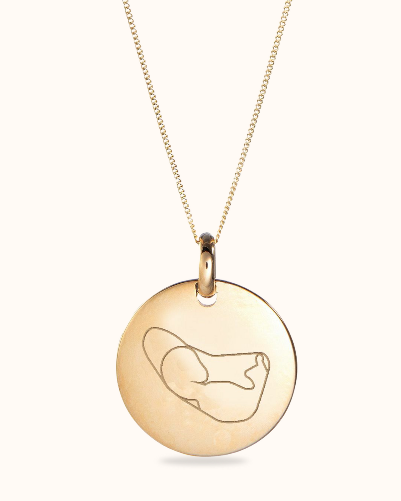 Ultrasound Illustration Coin Necklace - Gold plated