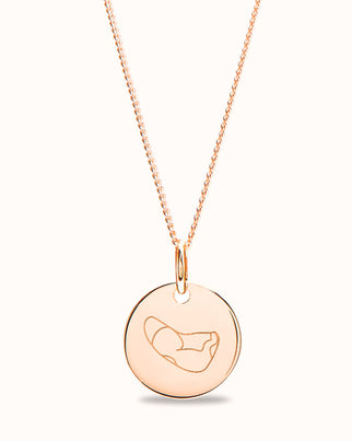 Ultrasound Illustration Coin Necklace - Rose plated