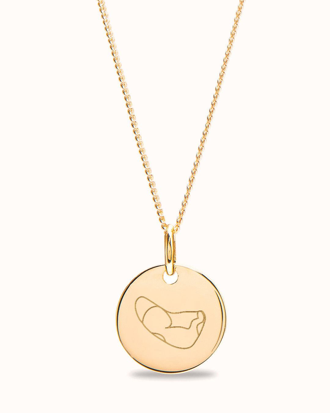 Ultrasound Illustration Coin Necklace - Gold plated