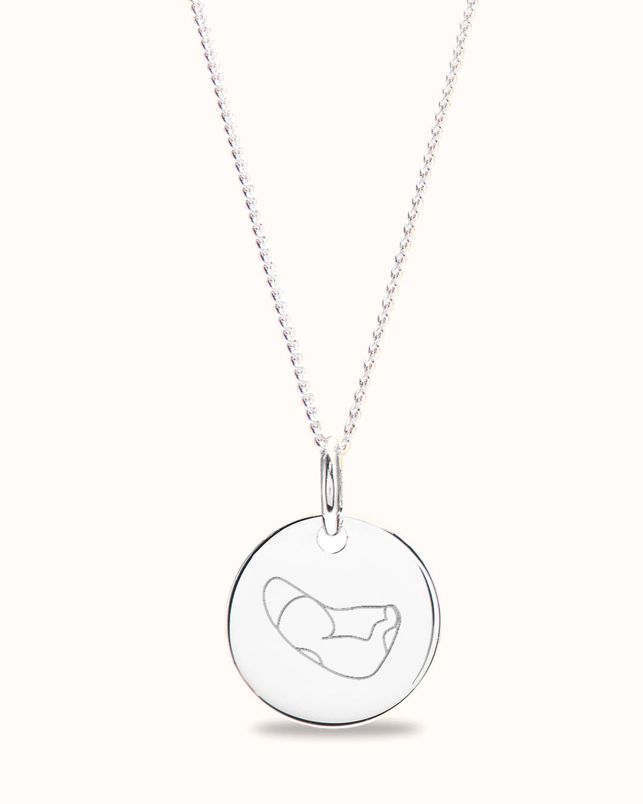 Ultrasound Illustration Coin Necklace - Silver