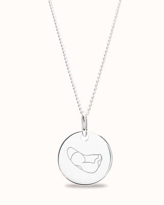 Ultrasound Illustration Coin Necklace - Silver