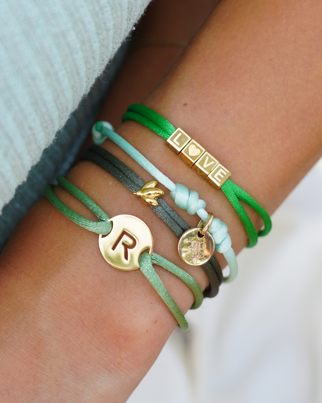 Familie Cube Armband - Edelstahl Gold