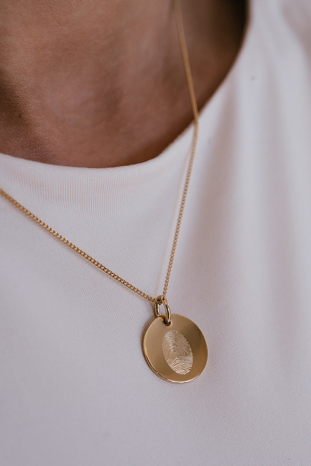 Vingerafdruk Coin Ketting - Verguld - Gepersonaliseerde Ketting