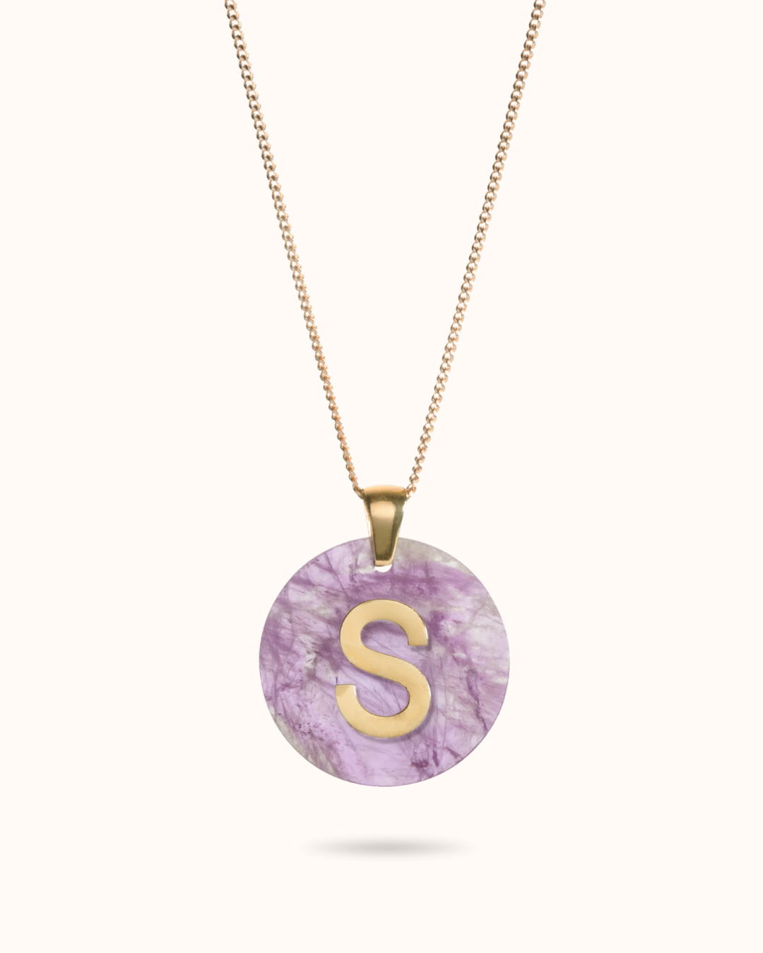 Collier initial en pierres précieuses - Plaqué or 18 carats