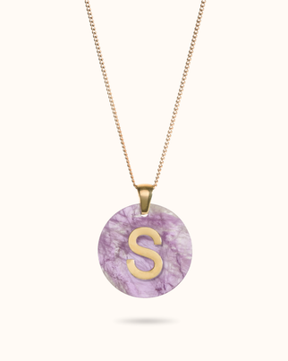 Collier initial en pierres précieuses - Plaqué or 18 carats