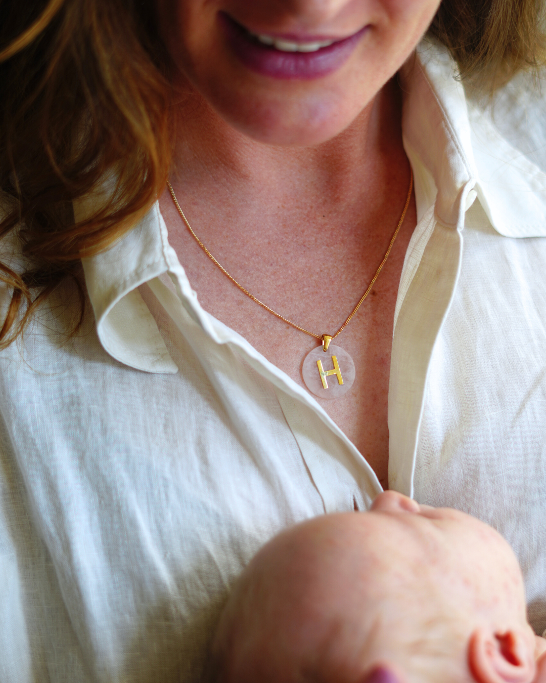 Edelstein-Initialen-Halskette – Vergoldet