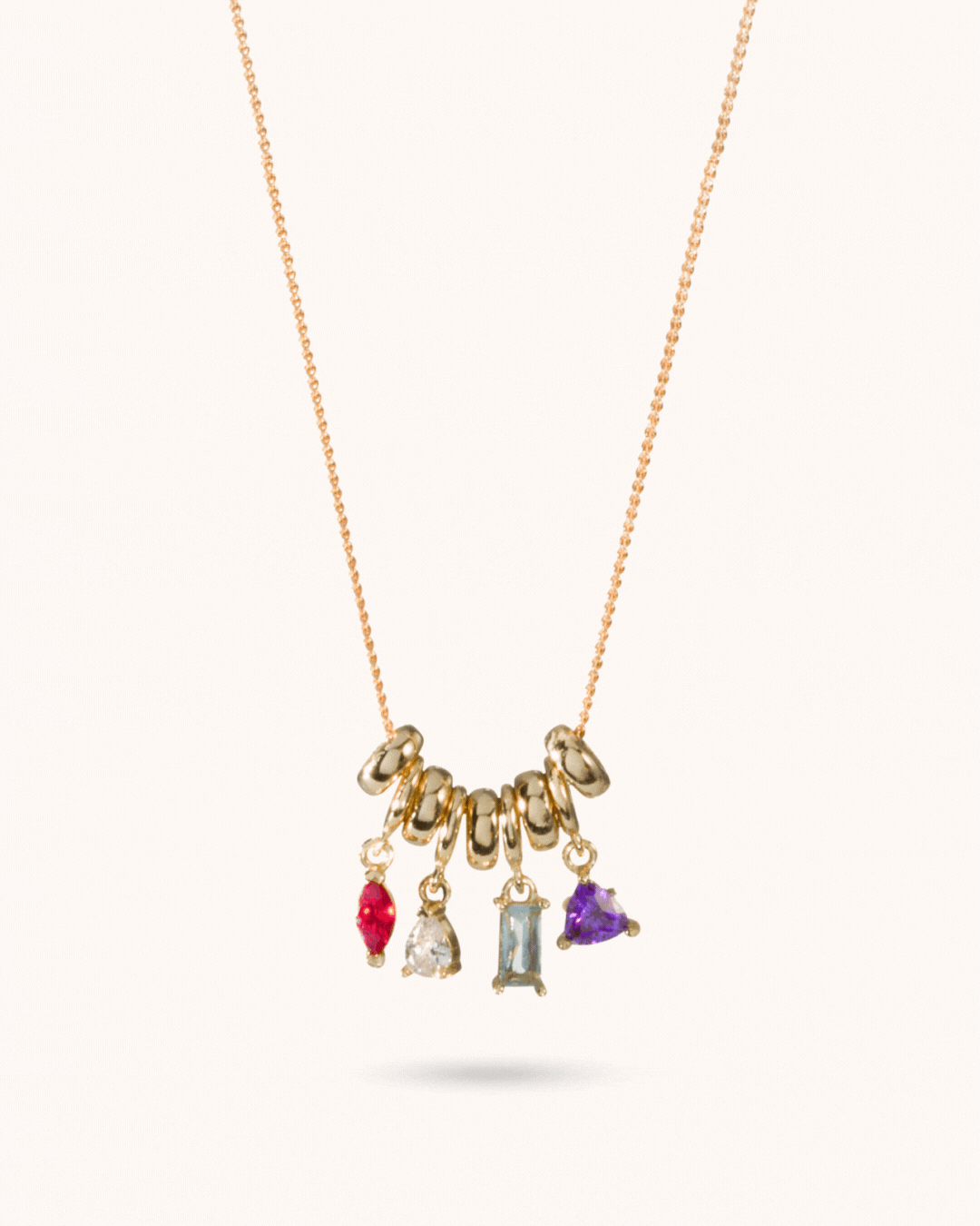 Sliding Birthstone Charm Necklace - Gold plated